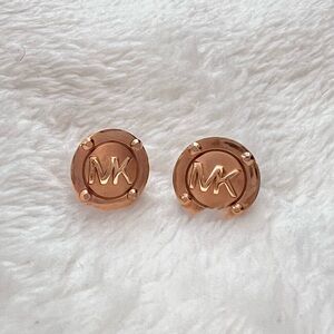 AUTH Michael Kors Rose Gold Logo Stud Earrings